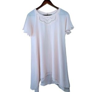 NEW Sophia Max Short Chiffon Swing Dress Pink Sz Medium Short Flutter Sleeve